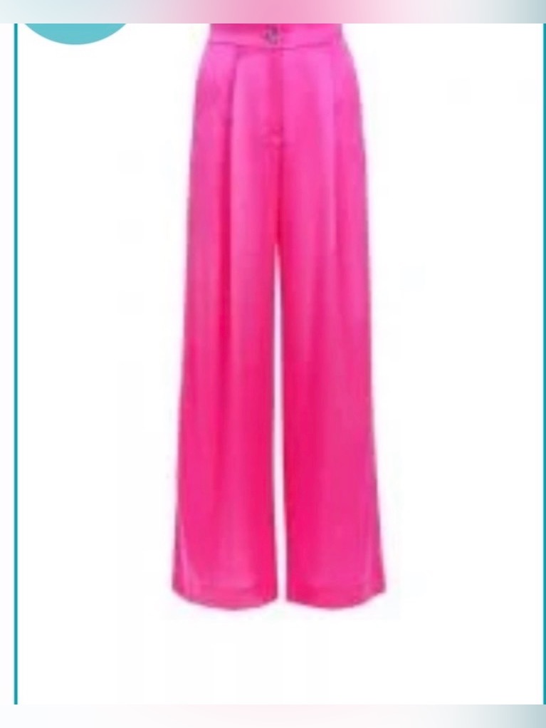Bardo Collective Wide-Leg High-Waist Silk Pink Pants